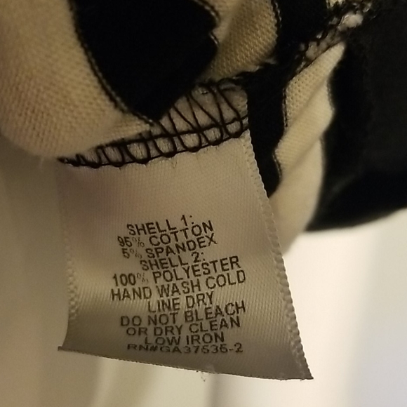 Monteau black/cream stripe peplum top size medium - Picture 5 of 8